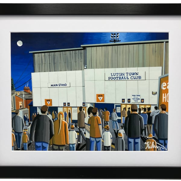 Luton Town, Kenilworth Road Stadium. High Quality Framed Football Art Print