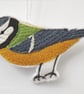 The Blue Tit - Embroidered Hanging Decoration - Image 1