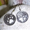 Recycled Sixpence earrings with paw cut-outs
