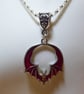Red and Silver Enamelled Bat Pendant Necklace with Short Chain - Image 3