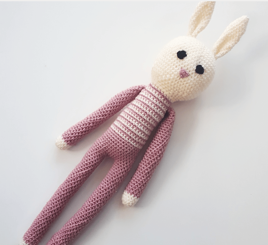 Crochet rabbit, Nordic decor, pink rabbit, amigurumi, gifts for girls