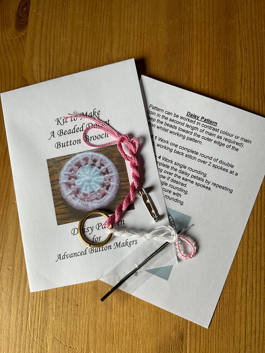 Kit for a Beaded Dorset Button Brooch, Daisy Design BD2