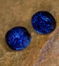 Blue Dichroic Glass Earrings on Sterling Silver Studs - 2085 - Image 4