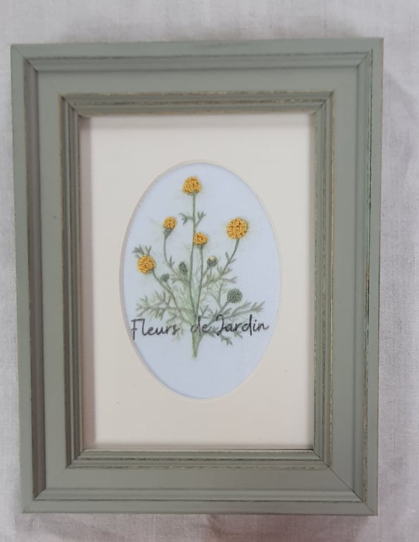 Embroidered Picture -  Golden Yarrow Flowers