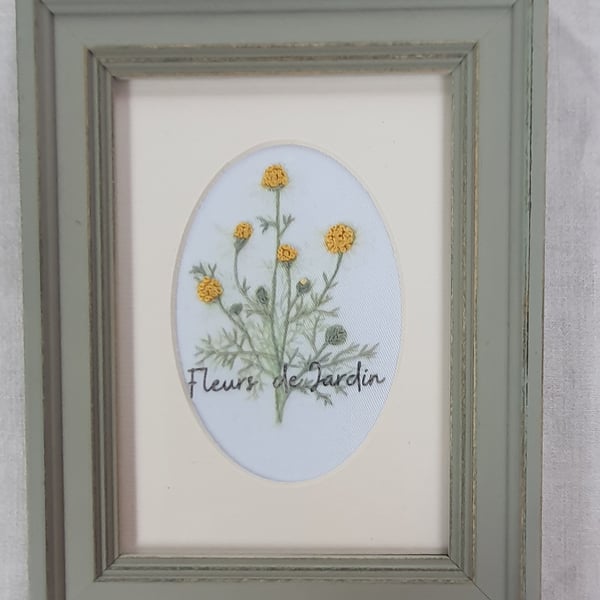 Embroidered Picture -  Golden Yarrow Flowers