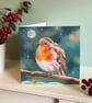 Robin art card - classic, vintage style card, robin Christmas card  - Image 1