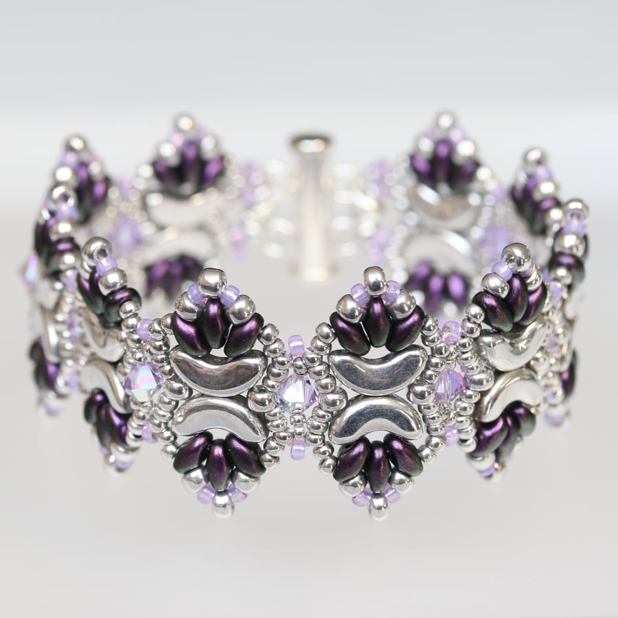 Silver and Purple Cuff Bracelet