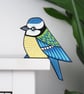 Blue tit door ornament, wooden decoration for door, hand painted bird. - Image 2