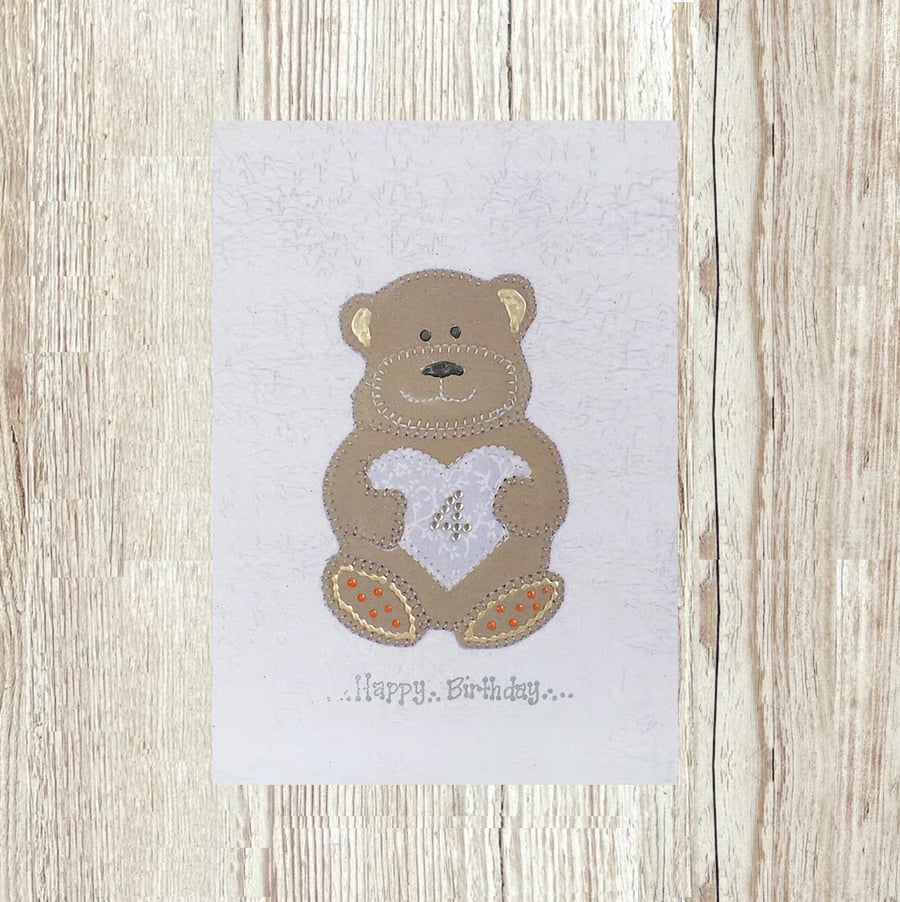 4th Birthday card large A5 personalised teddy bear child's milestone 4 birthday 