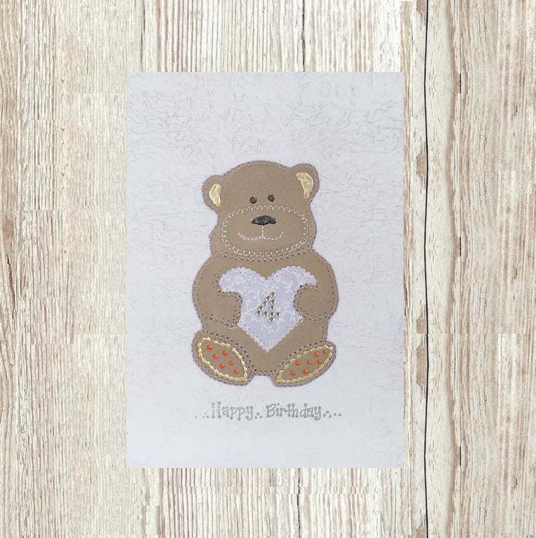 4th Birthday card large A5 personalised teddy bear child's milestone 4 birthday 