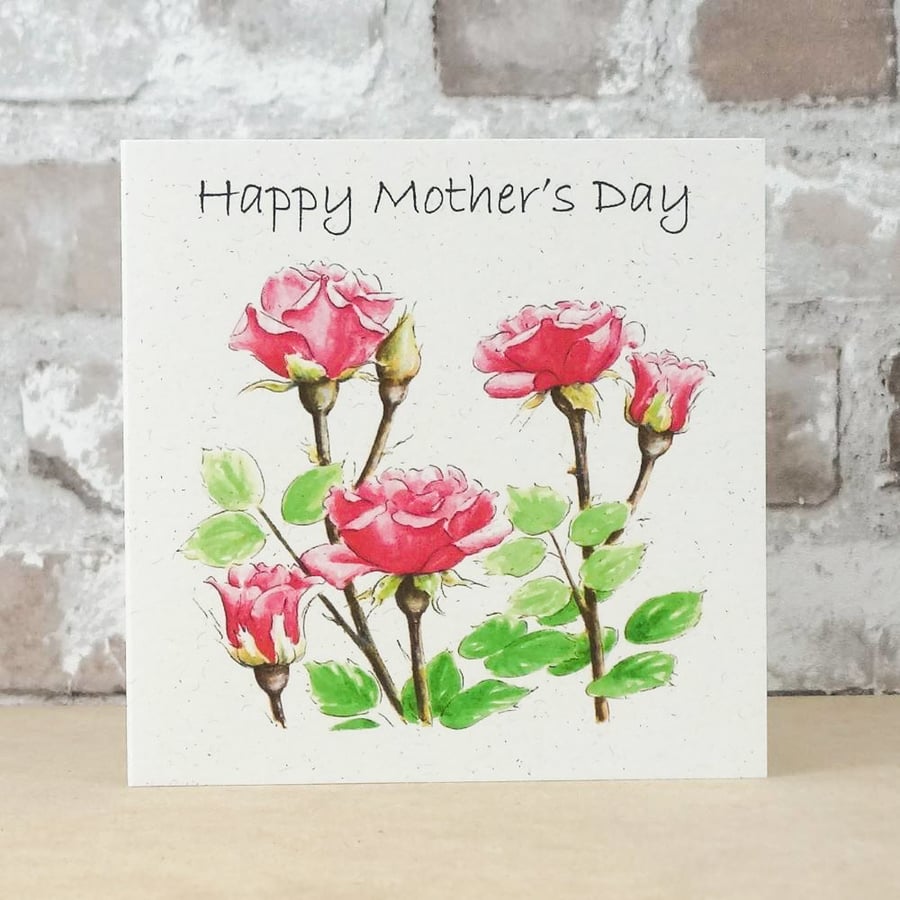 Mothers Day Card Pink Rose