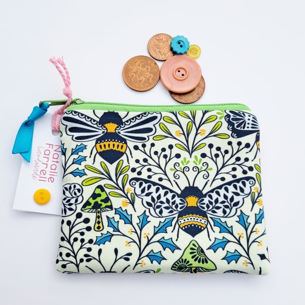 Bee Printed Fabric Coin Purse