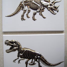 Set of Two Dinosaur Canvases 