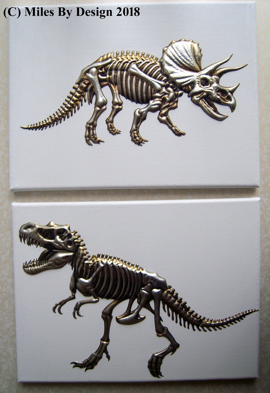 Set of Two Dinosaur Canvases 