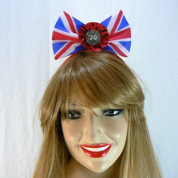 Union Jack bow headband
