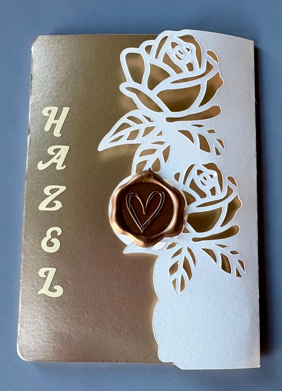 Personalised Rose Laser-Cut Card with Wax Seal – Custom Wedding or Gift Set