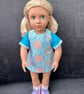 Orange and blue super summery Tiny Tears and Baby Born dolls dress, dolls outfit