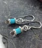  Turquoise and silver earrings lightweight, small gemstone bead  - Image 2