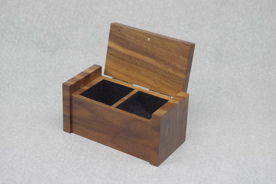 Wooden trinket, ring box with secret drawer. Handmade. Walnut.