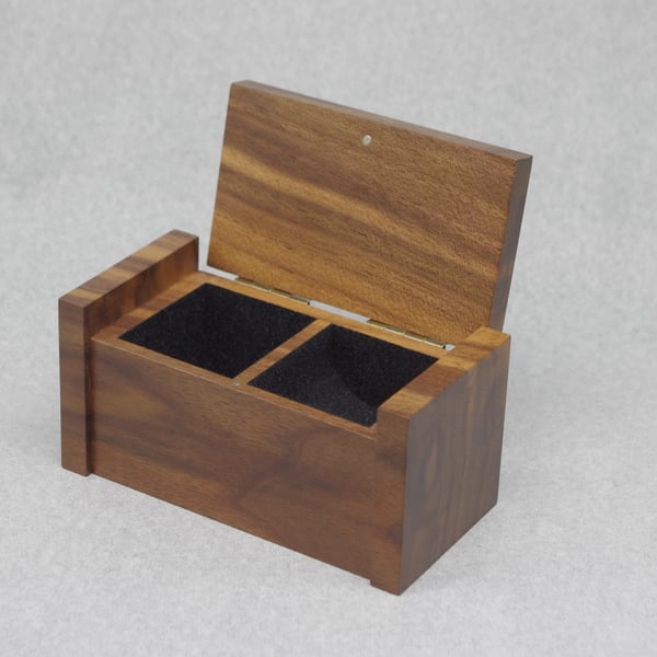 Wooden trinket, ring box with secret drawer. Handmade. Walnut.