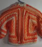 Crochet Hexagon Cardigan 2-3 Years  Retro 70s Kids Orange Peach Jumper - Image 4