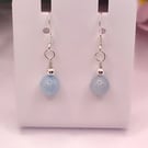 Aquamarine Gemstone Earrings with Sterling Silver Fish Hook style wires