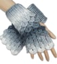 Crochet gloves. Grey and white dragon scale gloves. Fingerless gloves. - Image 10