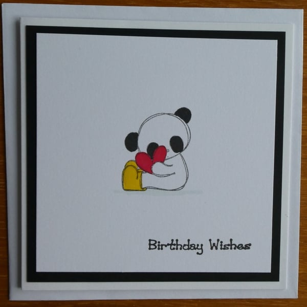 Panda in Wellies Birthday Card