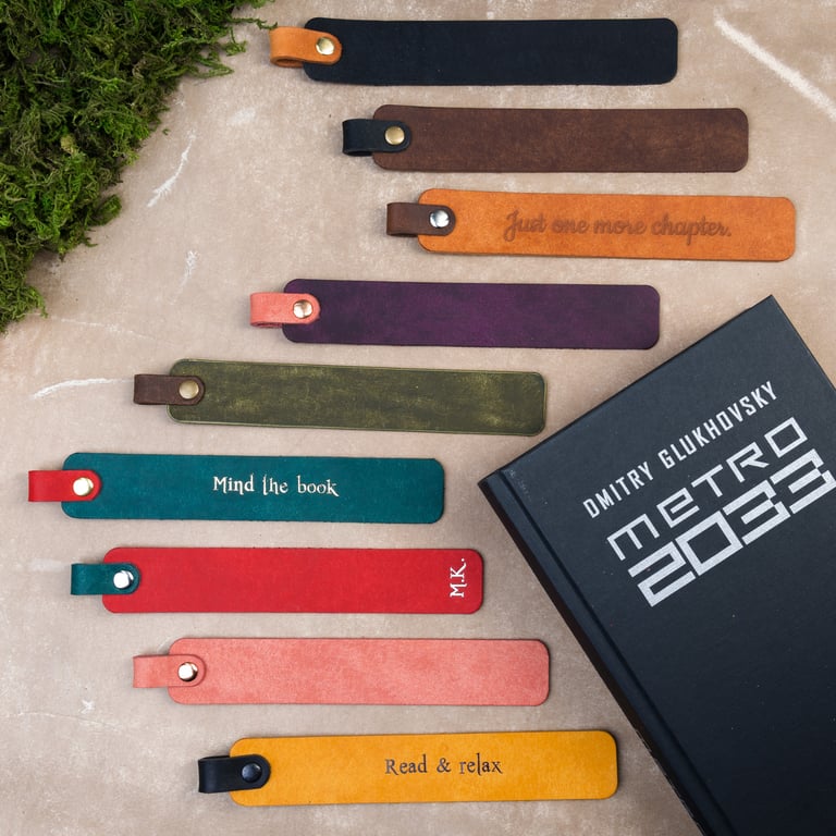 Personalised Leather Bookmark, Custom Book Lover Gift, Leather Anniversary Gift
