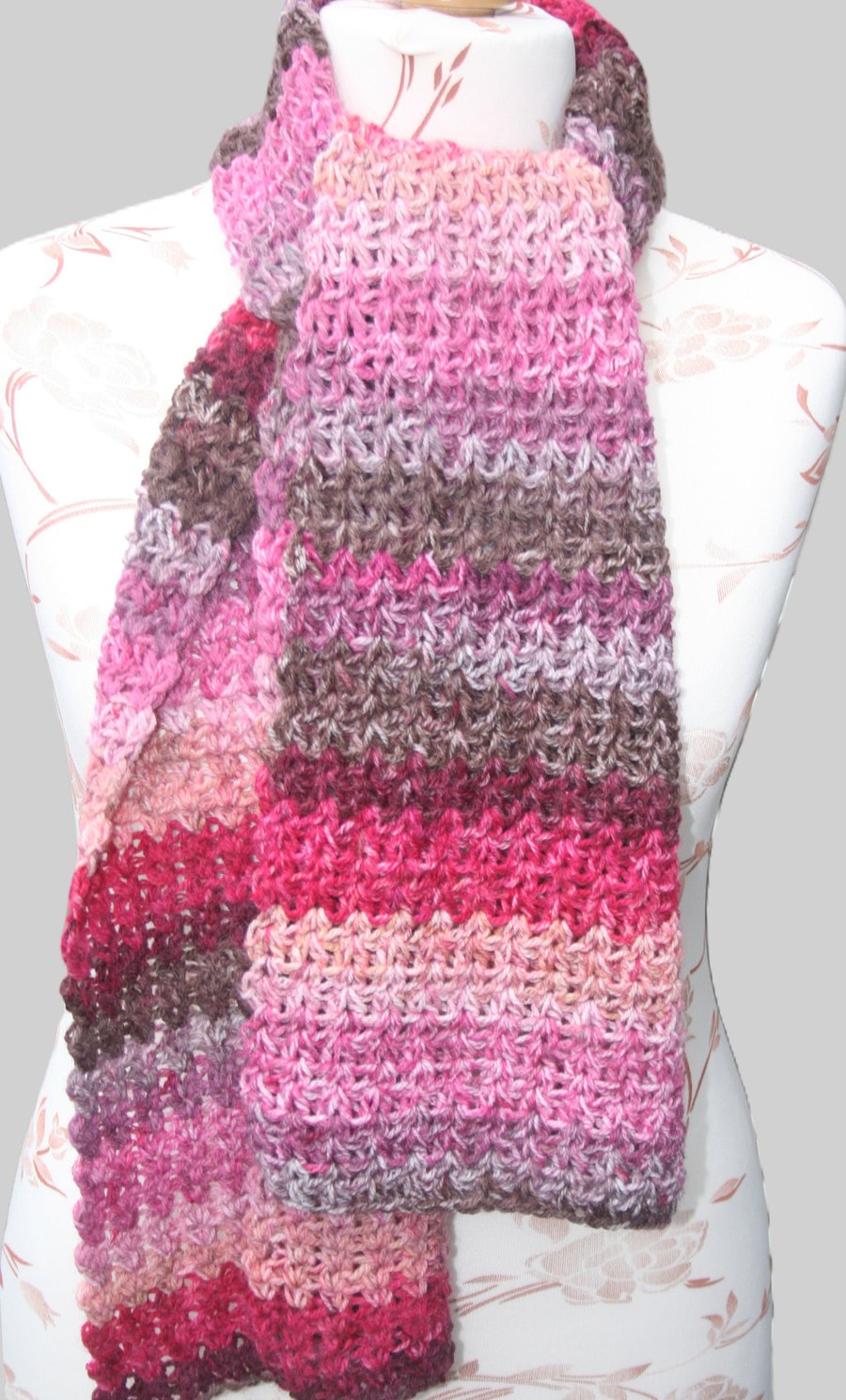 Pretty Variegated Crochet Scarf