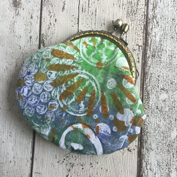 Hand Printed Fabric Clasp Coin Purse