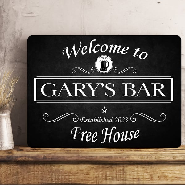 Personalised Black Pub Beer Bar Funny Metal Wall Sign Gift Present Landlord