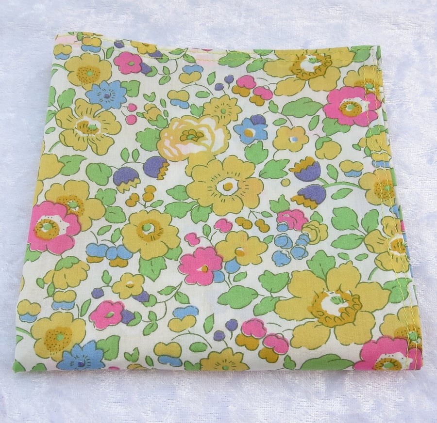 Liberty Tana Lawn handkerchief, ladies handkerchief, floral, organic lawn