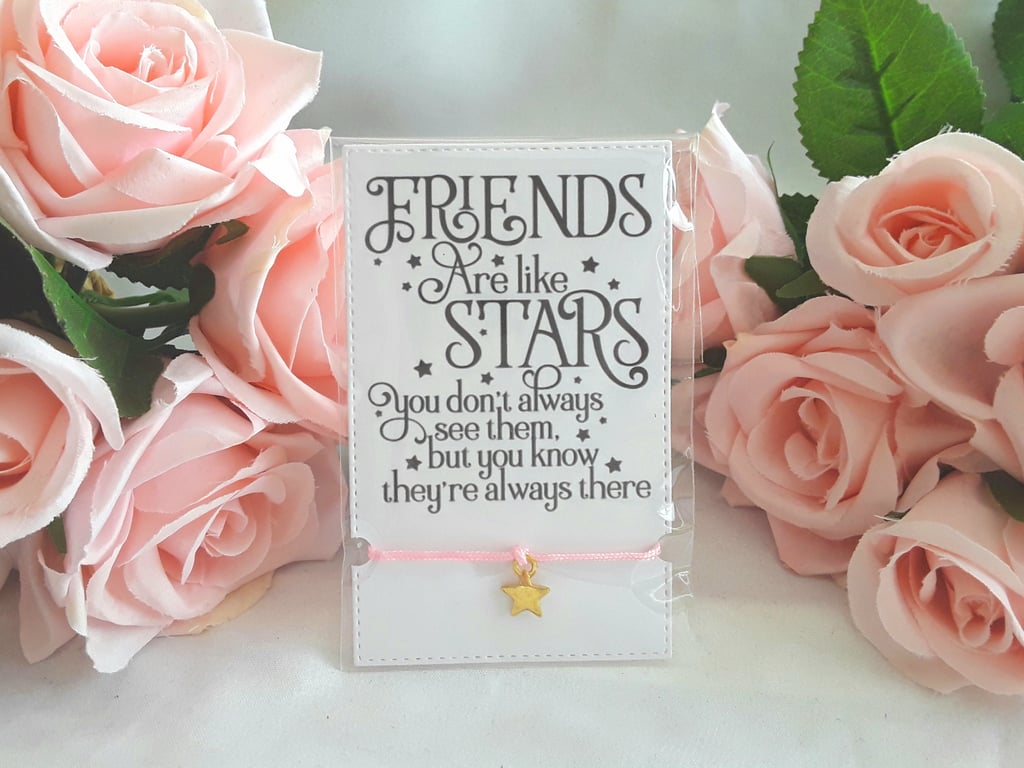 Friend Wish Bracelet, Friend Cord Bracelet, Friend Gift, Friends are like stars 