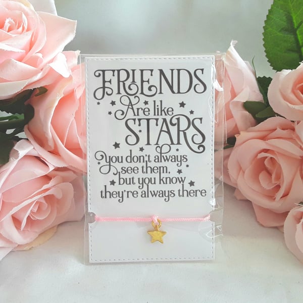 Friend Wish Bracelet, Friend Cord Bracelet, Friend Gift, Friends are like stars 