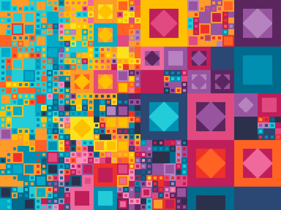 266 - Abstract Geometric Squares Cross Stitch Pattern: Contemporary design (PDF)