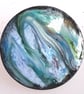 brooch - round: shades of green and blue, hints of yellow and red - Image 1
