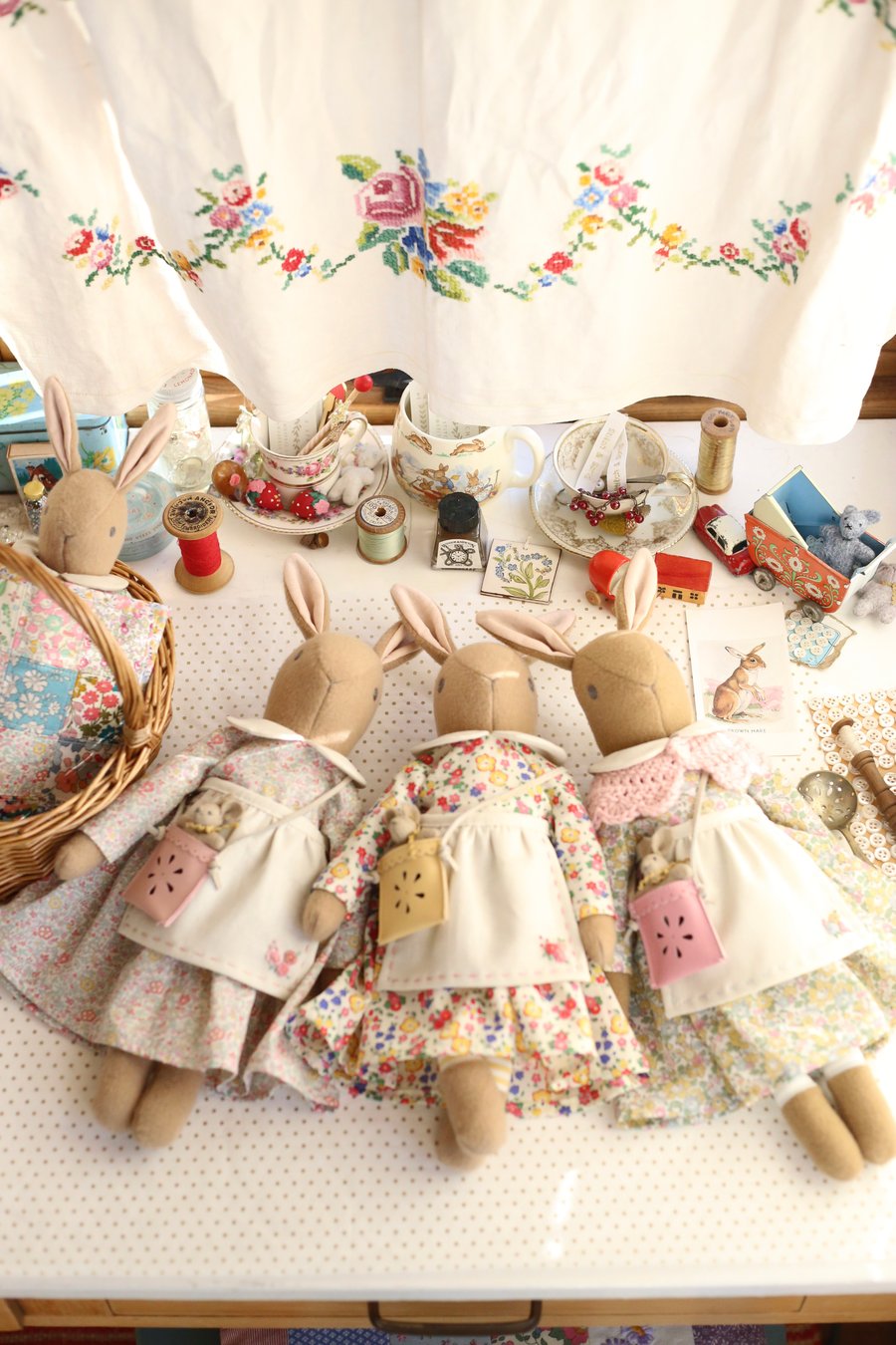 Reserved listing for Faye - 2 Heirloom Liberty Bunnies