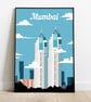 Mumbai travel print, Mumbai retro city print, India travel poster, gift - Image 2