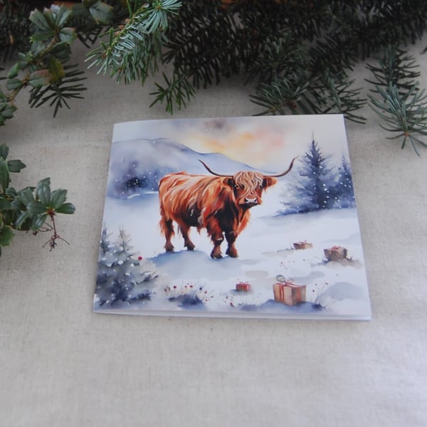 Highland Cow Christmas Card - Wee Coo