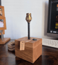Handmade Oak Bedside Lamp - Block Table Light with Brass Fitting UK