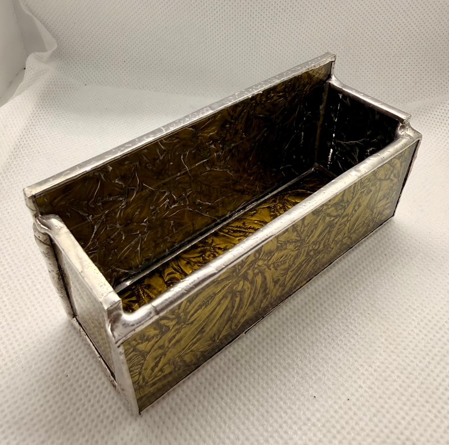Stained glass business card holder - GOLD Van Gogh glass