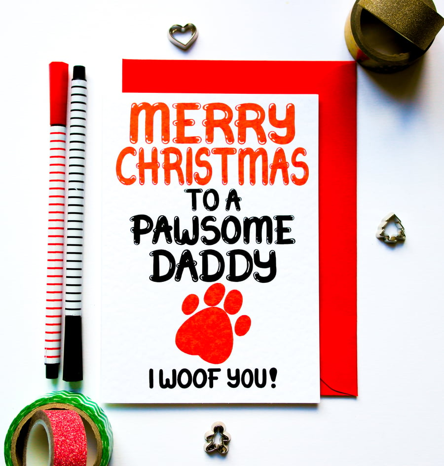 Christmas Card Pawsome Daddy Card from the Dog Christmas Card Fur Baby Dad