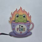 Cute Frog "Thriving But Screaming" Sticker