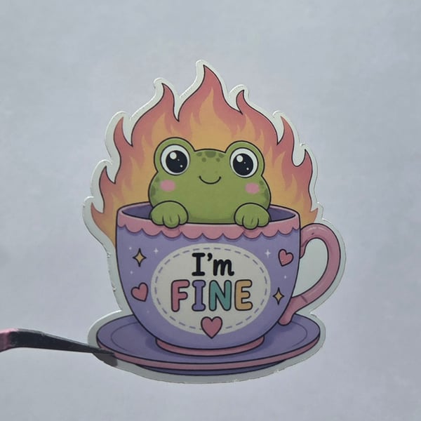 Cute Frog "Thriving But Screaming" Sticker