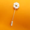 TINY Delicate White MARGUERITE DAISY PIN Wedding Lapel Pin Flower HAND PAINTED
