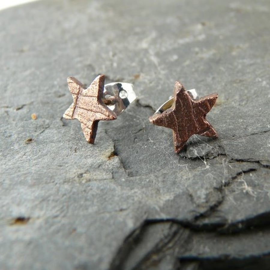 Copper starfish earrings