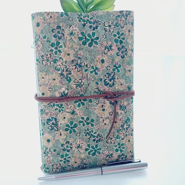 Green Flower Cork Notebook Journal