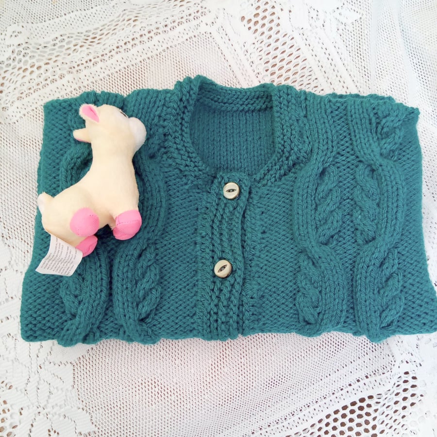 Hand Knitted Chunky Cabled Short Sleeved Cardigan, Gift Ideas for Children