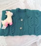 Hand Knitted Chunky Cabled Short Sleeved Cardigan, Gift Ideas for Children - Image 1